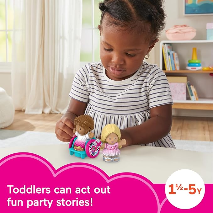 Fisher-Price Little People Toddler Toys Barbie Party Figure Set with 2 Characters for Preschool Pretend Play Kids Ages 18+ Months