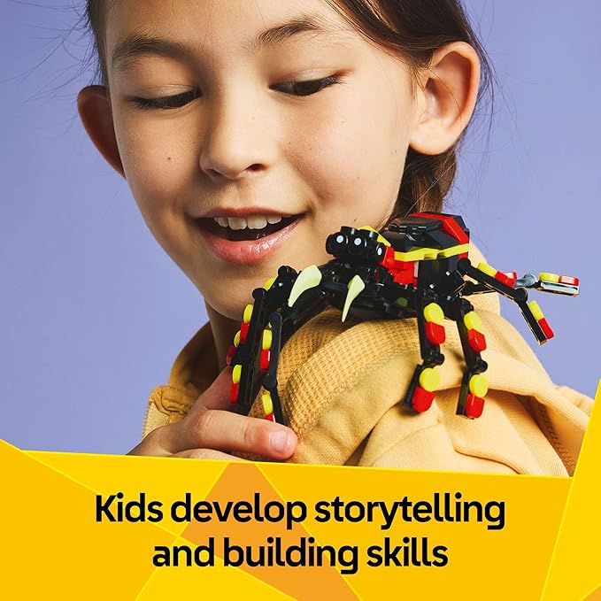 LEGO Creator 3 in 1 Wild Animals Surprising Spider Toy - Building Toy with 3 Build Options, Spider, Scorpion, or Snake - Animal Figures for Kids, Boys & Girls, Ages 7+ - Gift Idea for Birthday - 31159