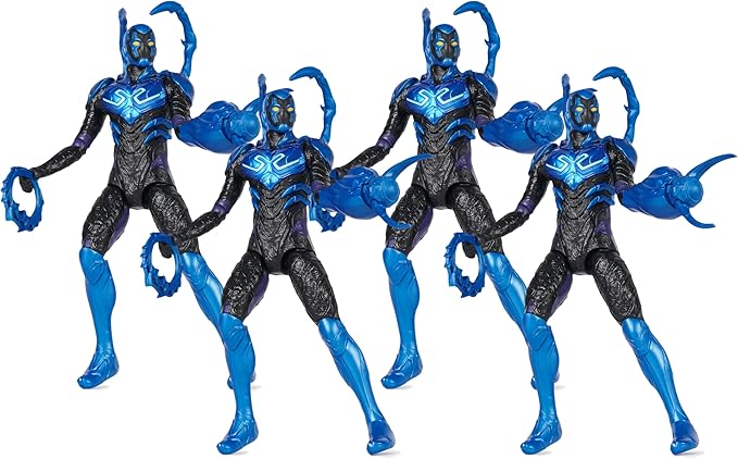 DC Comics, Battle-Mode Blue Beetle Action Figure, 12-inch, Lights & Sounds, Easy to Pose, Movie Superhero Kids Toys for Boys & Girls, Ages 4+ (Pack of 4)