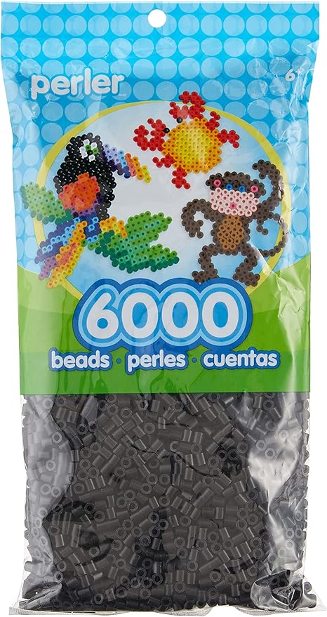 Perler Beads Fuse Beads for Crafts, 6000pcs, Black & Beads Bead Tweezer Tools, 2 pc 4.25 Inch