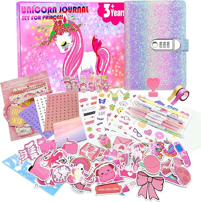 DIY Journal Kit for Girls,Diary for Girls with Lock,DIY Journal Set for Tween & Teen Girls, Stationery Set, Diary Supplies Set, Journaling Art Crafts Kit, Ideal Gifts for Girl