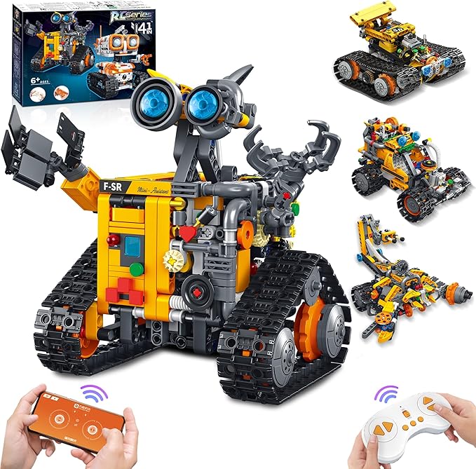 Robot Building Kit, App & Remote Control Robot Toys for Kids, 4 in 1 High-Tech Remote Control Building Block Robot, Creative Gift for Aged 6 7 8 9 10 11 12+ Kids Boys & Girls