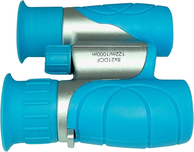 Multi-Piece Set Cargo Vest with Reflective Safety Straps, 1 8x21 Magnification Binoculars and Safari Hat for Boys and Girls (Small/Medium, Light Blue Vest, Hat and Binoculars)