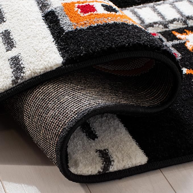 SAFAVIEH Carousel Kids Collection Accent Rug - 2' x 3', Black & Ivory, Non-Shedding & Easy Care, Ideal for High Traffic Areas for Boys & Girls in Playroom, Nursery, Bedroom (CRK192Z)