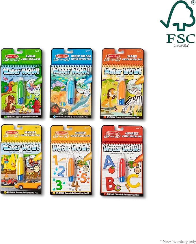 Melissa & Doug Water Wow! - Water Reveal Pad Bundle - Animals, Alphabet, Numbers and More - FSC Certified