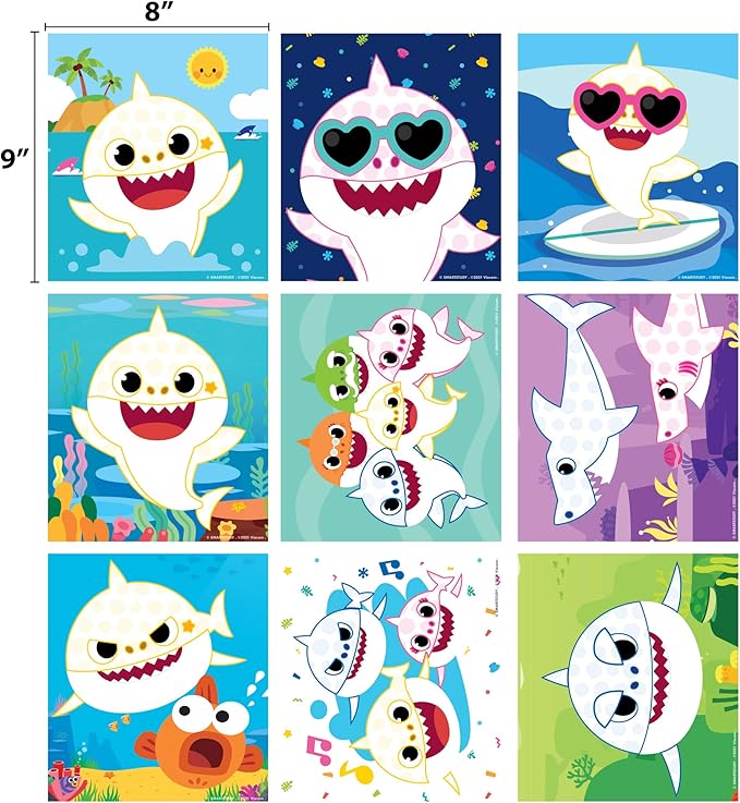 Horizon Group USA Baby Shark Dot Art Pad, Paint and Decorate a Baby Shark Coloring Book with 18 Pages, Includes 3 Dot Markers for Less-Mess Painting, Baby Shark Art Set, Baby Shark Arts and Crafts