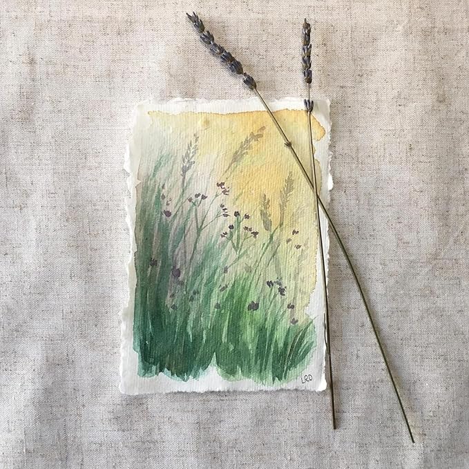 LEATHER VILLAGE Watercolor Paper - 7 X 5 inches, 50 Sheets - Mixed Media Watercolor Paper - 150 GSM Thick Deckle Edge Virgin Cotton Handmade Paper - Off White