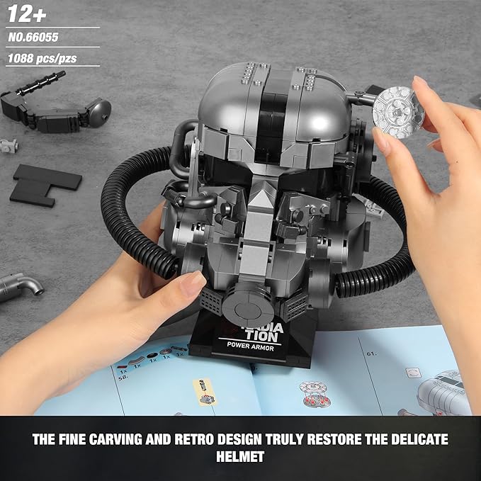 Helmet Building Blocks for Boys Aged 12+, Head Building Block Set Collectibles for Men, Buildable Display Model for Home or Office, Ideas for Boys, Girls and Adults, 1088PCS