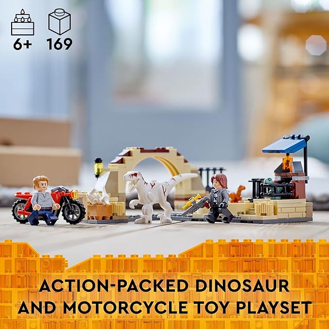 LEGO Jurassic World Atrociraptor Dinosaur: Bike Chase Set 76945, Dinosaur Toys for Boys, Girls, Kids Age 6 Plus, with 3 Dino Figures and Toy Motorcycle