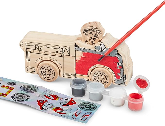Melissa & Doug PAW Patrol Wooden Vehicles Craft Kit - 3 Decorate Your Own Vehicles, 3 Play Figures