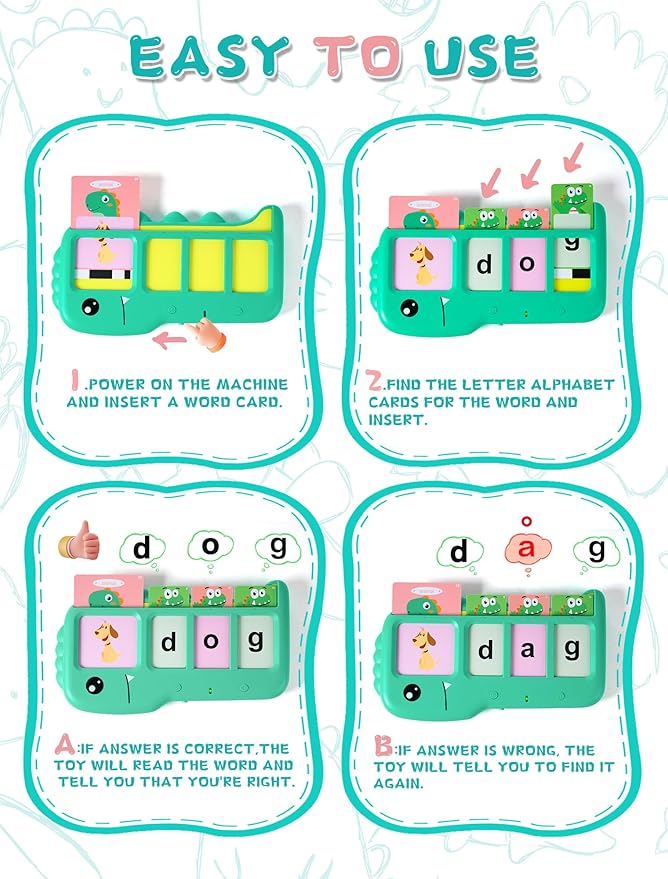 Talking Flash Cards for Toddlers Learning: Alphabet Learning Toys - Matching Spelling Games with 224 Sight Words - Montessori Toys for 3 4 5 6 Years Old Kids