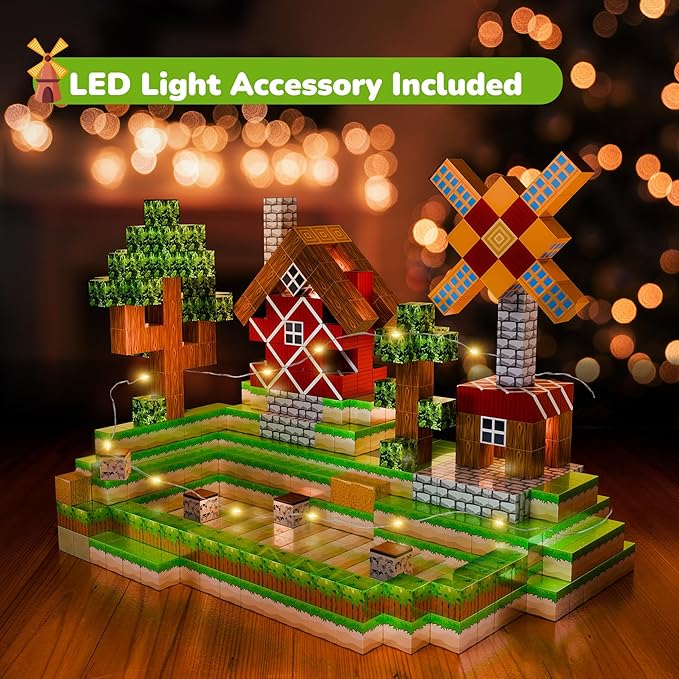 Magnetic Blocks 110PCS with 6 Animal Toys, Farm Building Blocks Set, Toys for Boys & Girls Age 4-6, 6-8, Stacking Building Toys for Toddlers Sensory Toy for Kids 3+