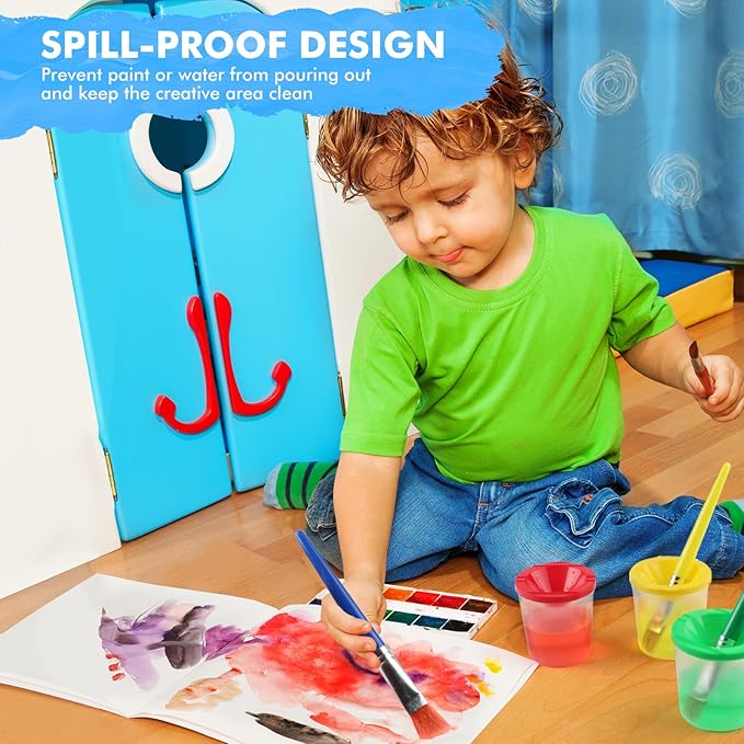 Toddler Paint Brushes Paint Cups, Droppers for Kids, No Spill Paint Cups for Kids, Plastic Liquid Dropper for Kids Crafts, Spill Proof Paint Cups for Preschool Classroom Furniture