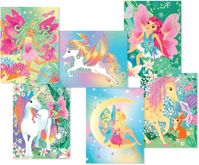 Totally Magical Forest Fairies and Unicorns Scratch Art Kit to Make, Display and Share