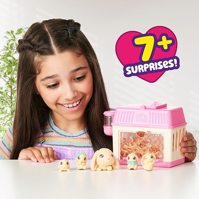 Little Live Pets - Mama Surprise Minis. Feed and Nurture a Lil' Bunny Inside Their Hutch so she can be a Mama. She has 2, 3, or 4 Babies with Surprise Accessories to Dress Up The Babies