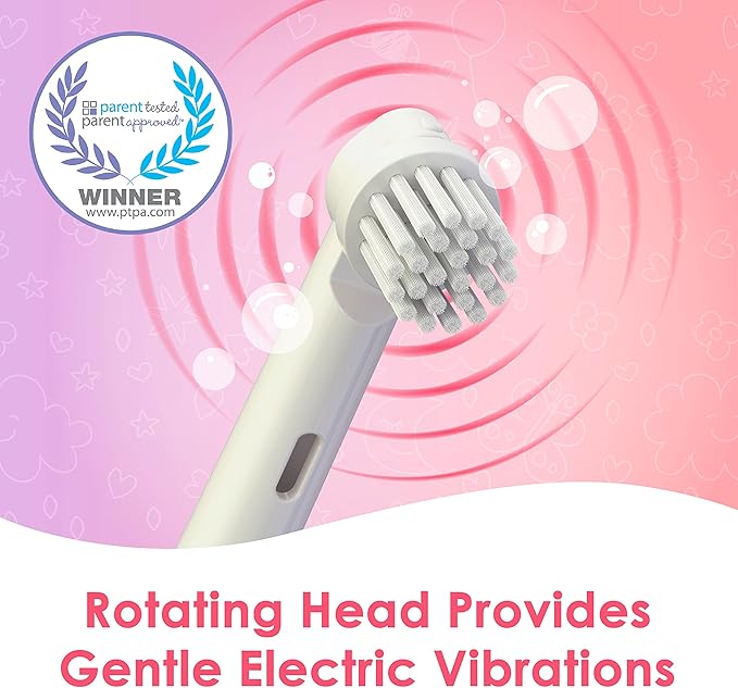 Brusheez Kids’ Electric Toothbrush Set - Safe & Effective for Ages 3+ - Parent Tested & Approved with Gentle Bristles, 2 Brush Heads, Rinse Cup, 2-Minute Timer, & Storage Base (Sparkle The Unicorn)