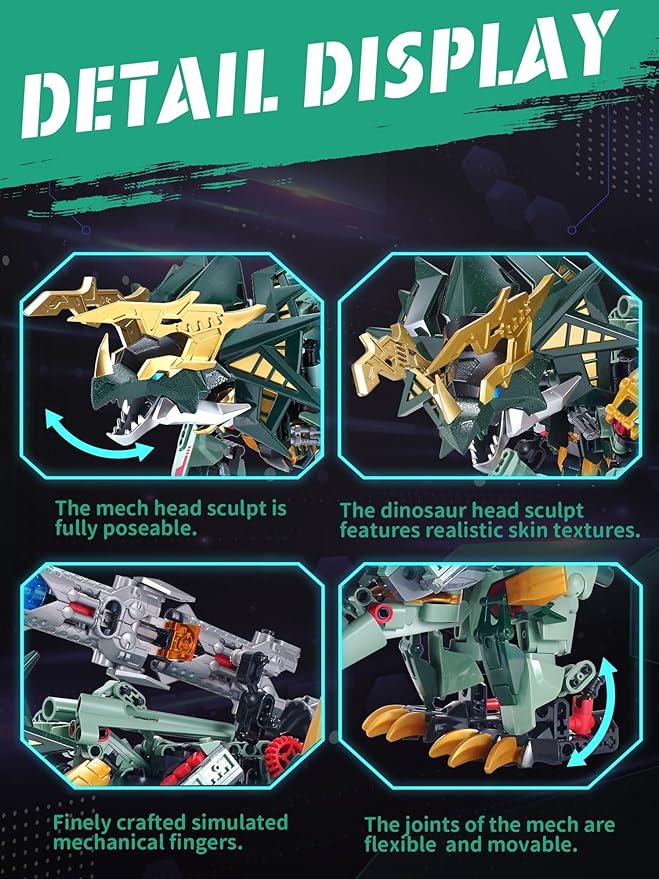 Dinosaurs Sets Mech Transform Triceratops 2-in-1 Building Blocks, Robot Transforming Toys Action Figures Building Kits Model, Birthday for Boys, Adult Age 8-12 (Triceratops)