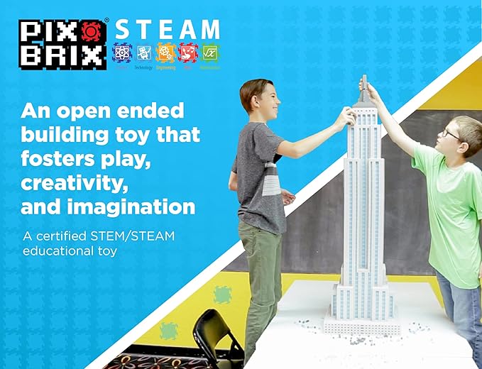 Pix Brix Pixel Art Puzzle Bricks – 3,000 Piece Pixel Art Container, 12 Color Medium Palette – Interlocking Building Bricks, Create 2D and 3D Builds Without Water or Glue – Stem Toys, Ages 6 Plus