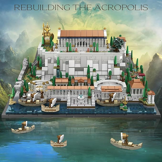 Architecture Acropolis Castle, Famous Landmark Architecture Athenian Acropolis Building Block Sets, Collectible Exhibition Architecture Model for Children and Adults
