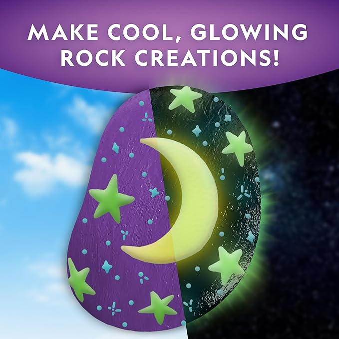 NATIONAL GEOGRAPHIC Glow in the Dark Rock Painting Kit - Arts & Crafts Kit for Kids, Decorate 15 River Rocks with 15 Paint Colors & More Art Supplies, Kids Craft, Kids Art Kit, Kids Activity Kit