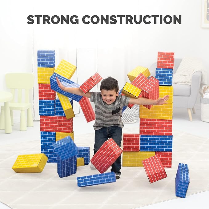 Bankers Box at Play Cardboard Building Blocks, 40 Pack, Large and Medium Montessori Toy Blocks for Kids and Families