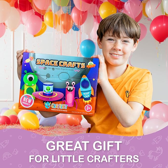 Craftikit® 20 Award-Winning Space Arts and Crafts for Kids - 20 Simple All-Inclusive Fun Toddler Craft Kit for Kids, Organized Crafts for Toddlers Ages 3-10, Galaxy-Themed Kids Craft Activities