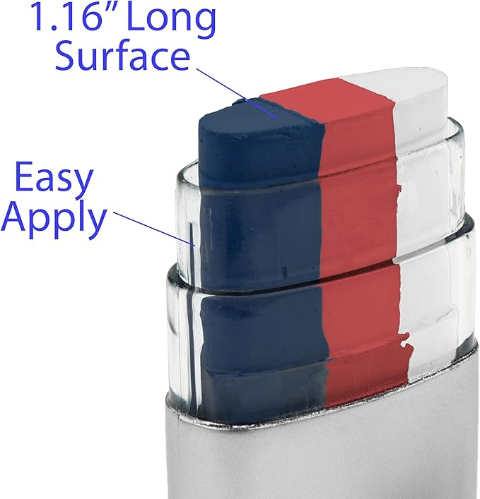 Patriotic Trio Face Paint Set - Red, White, and Blue - Easy Apply & Remove, Smudge-Proof, Skin-Safe, Ideal for Sports & National Holidays, Theatrical Makeup