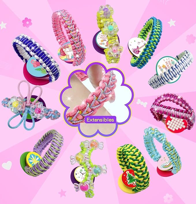 Friendship Girls Bracelet Making Kit - DIY Bracelet Kits Kids Toys Girls Gifts Ideas Ages 6 7 8 9 10 11 12 Year Old Birthday Present for Teen Girl Arts and Crafts String Maker Tool Travel Activity Set