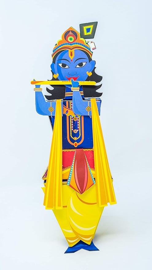 Desi Favors DIY Krishna Paper Craft Kit for Kids - Make Your Own Krishna - Diwali Gifts for Kids - Major Deity Hinduism | Hindu God Origami Diwali Festival Krishna Idol - 9.4x2.7 Inches (Pack of 1)