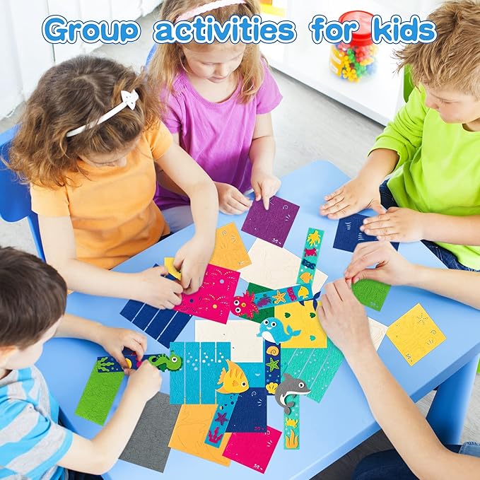 HubirdSall Ocean Animal Felt Craft Kit - Make Your Own Under The Sea Bookmarks and Party Favors for Kids