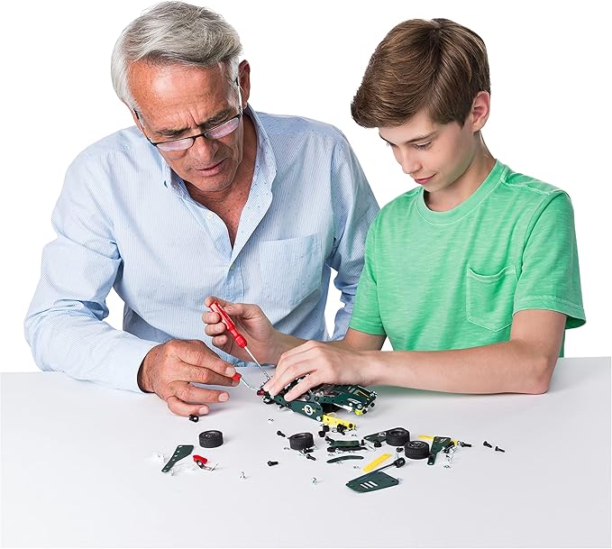 Meccano by Erector 5 in 1 Roadster Pull Back Car Building Kit, STEM Engineering Education Toy for Ages 8 and up