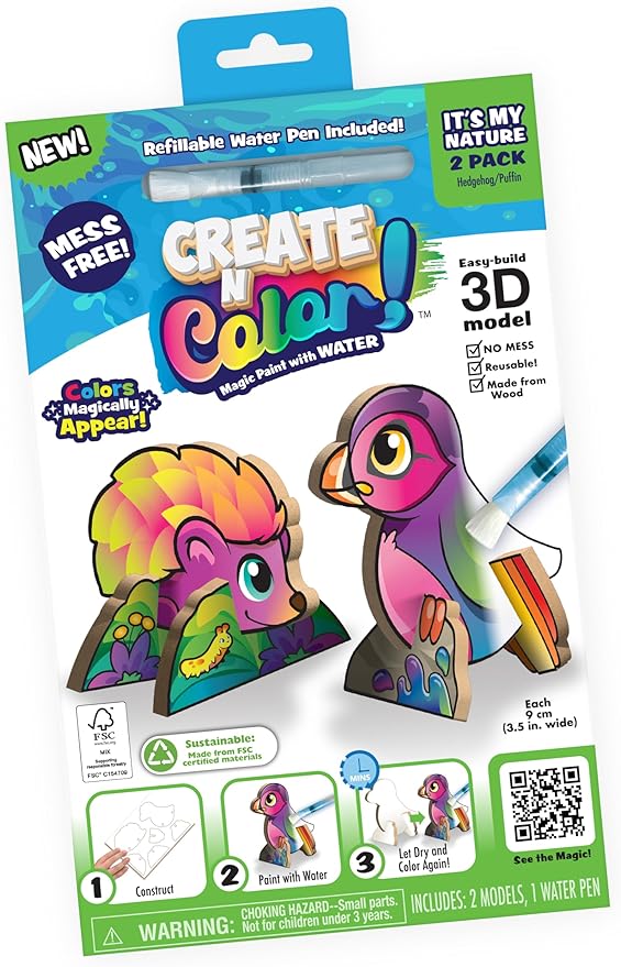 Magic Paint with Water - Mess Free Coloring for Toddlers - Toddler Travel Essential and Mess Free Painting Set - Toys and Gifts for Kids, All Craft Supplies Included (Its My Nature)