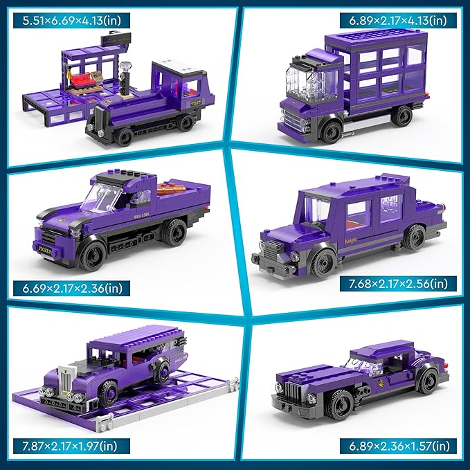 Educiro Harry World 6 in 1 Car Toys Building Set Gifts for Kids, Girls, and Boys Ages 6-12 (423pcs),Sports Car,Van Truck,Harry's Truck,Knight Lxury Car,Wagon,Magic Express