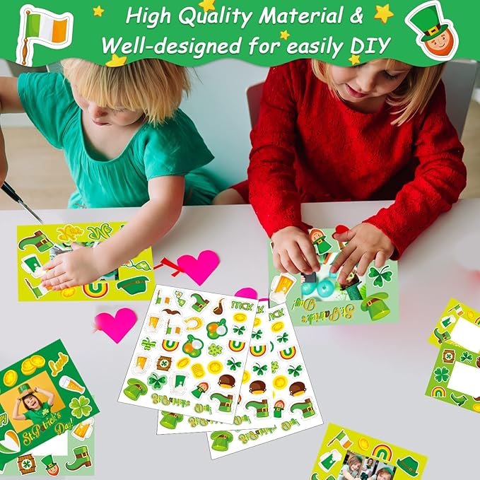 chiazllta 30 Packs St. Patricks Day Picture Frame Craft Kits for Kids St. Patricks DIY Craft Art St. Patrick Day Party Decoration Favor Home Classroom Game Activities