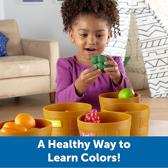 Learning Resources Farmer’s Market Color Sorting Set - 30 Pieces Age 18+ Months Toddler Learning Toys, Sorting Toys for Kids, Play Food,Easter Basket Stuffers