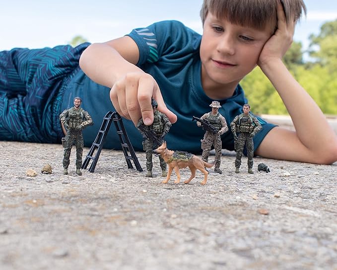 Sunny Days Entertainment Elite Force Army Ranger Action Figures – 5 Pack Military Toy Soldiers Playset | Realistic Gear and Accessories