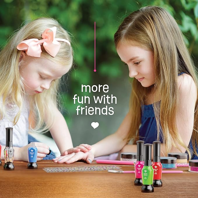 Nail Art Studio for Girls - Nail Polish Kit for Kids Ages 7-12 Years Old - Girl Gifts Ideas - Gilrs Nails Gift Set - Cool Girly Stuff - Polish, Pens, Glitter, Stickers, Gems, Filer - 8 9 10 11 12 Year