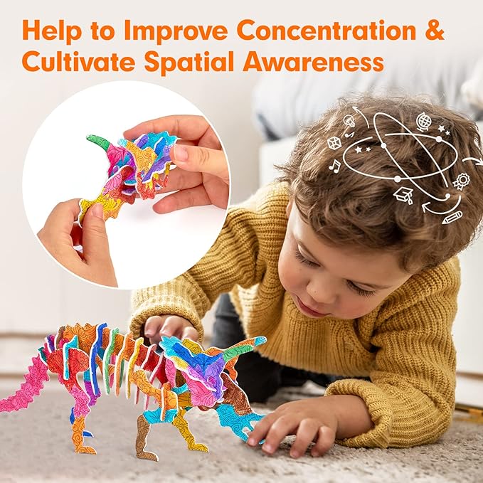 CubicFun Arts Crafts for Kids Ages 6-8-12, 7 Sets Mandala 3D Coloring Puzzles, Art Supplies for Kids 9-12 DIY 3D Puzzles for Kids Ages 3-5 4-8, Crafts for Girls Ages 6-8-12