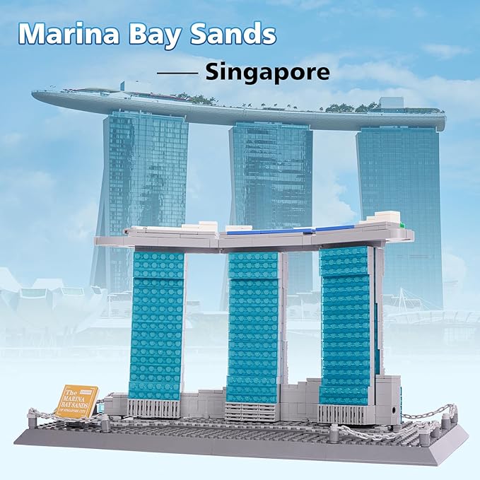 Oichy Building Blocks Set, Marina Bay Sands Architecture Model Kits Collection Toy Building Sets for Adults and Kids(881 PCS)