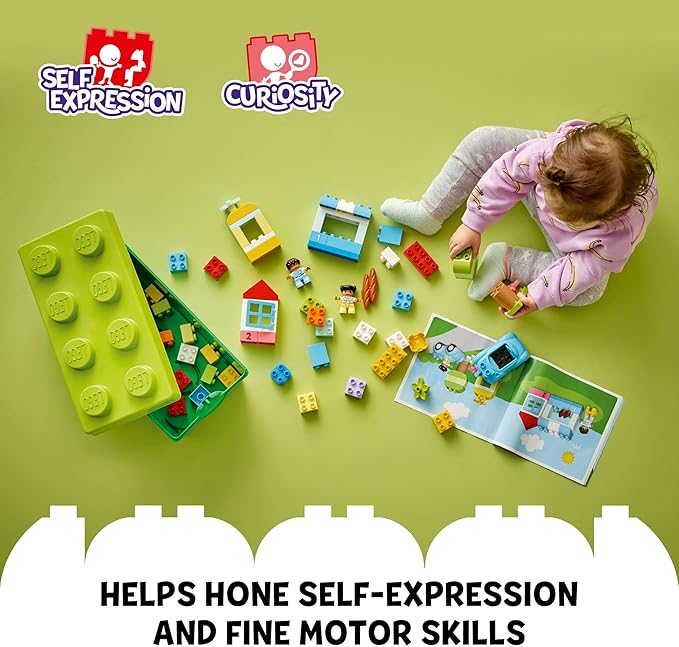 LEGO DUPLO Classic Brick Box Building Set - Features Storage Organizer, Toy Car, Number Bricks, Build, Learn, and Play, Great Gift Playset for Toddlers, Boys, and Girls Ages 18+ Months, 10913