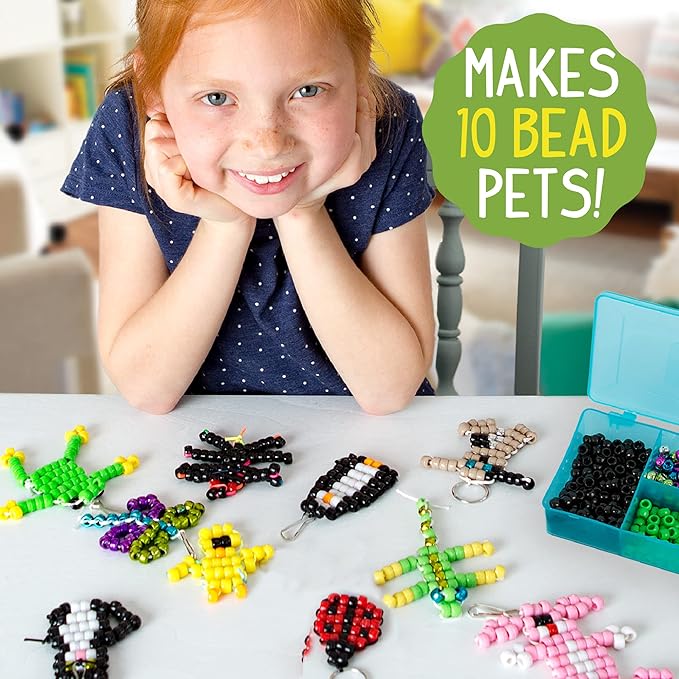 Made By Me Create Your Own Bead Pets by Horizon Group USA, Includes Over 600 Pony Beads, 6 Key Rings, Storage Box & Much More
