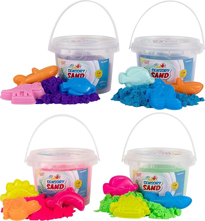 Sensory Sand Play Sand for Kids with Sea Molds 4 Pound Bulk Multicolor Sand for Boys and Girls