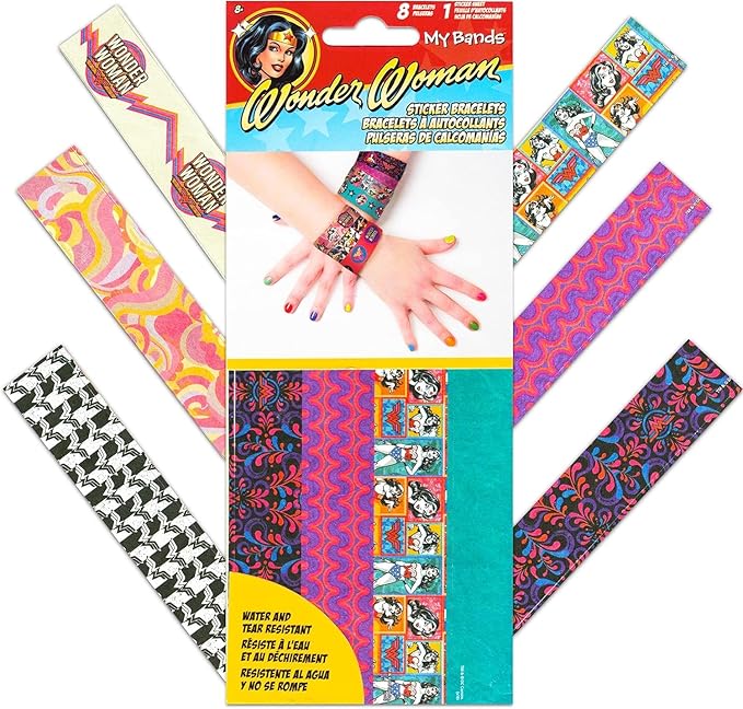 DC Comics Wonder Woman Party Favors for Kids ~ 96 Pc Bundle with Wonder Woman Sticker Paper Bracelet Activity Pack for Girls | Wonder Woman Birthday Party Supplies