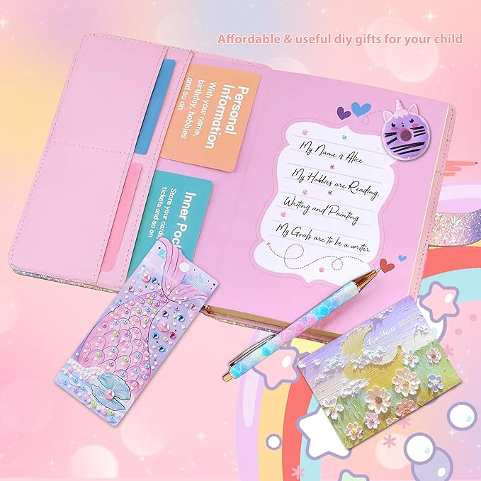 Diary with Lock for Girls, Kids Journal School for Teen Girls, Secret Diary Gifts for 9 10 11 12 Year Old Girls, Kids Journals Set for Ages 8-12 Teenage