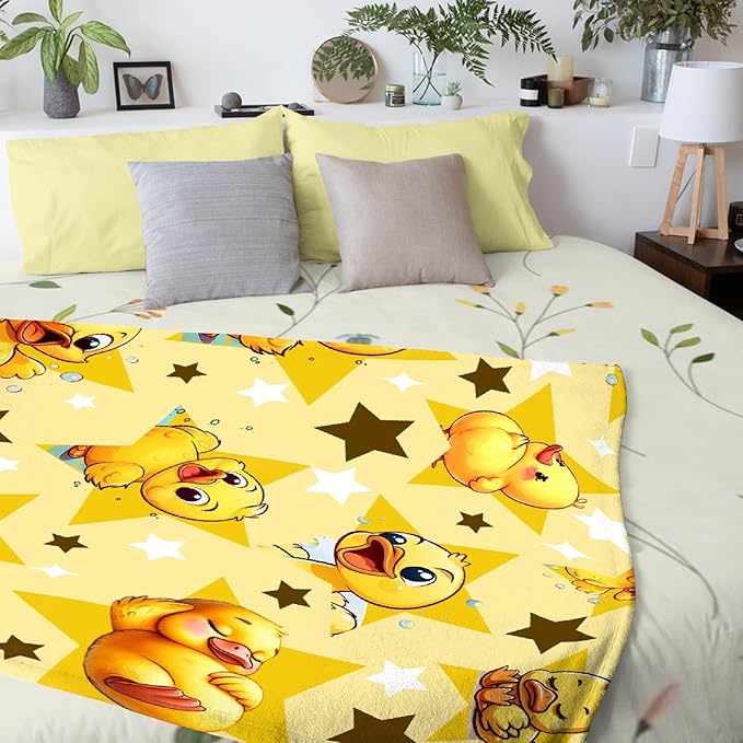 Aparajita Yellow Star Ducks Adult Duck Blanket Kids Funny Blanket Suitable for Bedroom Bed Sofa Crib Couch Chair Outdoor All Season Items That Yellow Duck Lovers Will Love 40"x30"for Pets