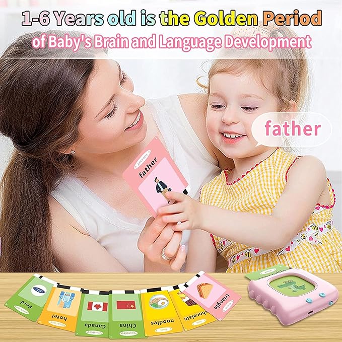 ABC Learning Toddler Girl Toys Talking Flash Cards with 510 Sight Words, Montessori Educational Toys for 2 3 4 5 6 Year Old, Pocket Speech Therapy Materials, Autism Sensory Toys, Birthday Gift Ideas