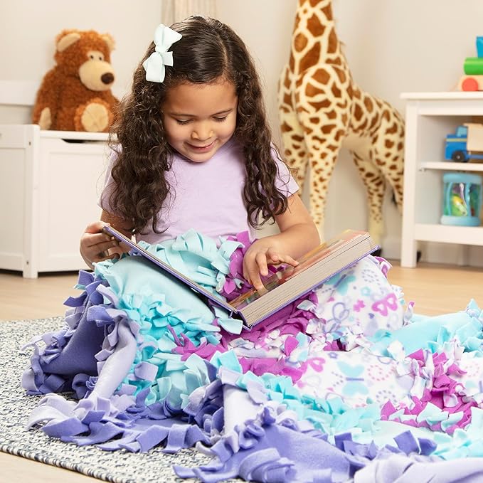 Melissa & Doug Created by Me! Butterfly Fleece Quilt No-Sew Craft Kit (48 Squares, 4 feet x 5 feet)