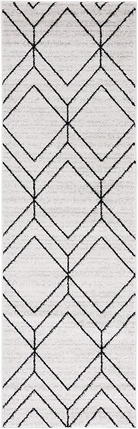 SAFAVIEH Adirondack Collection Runner Rug - 2'6" x 8', Light Grey & Black, Modern Geometric Design, Non-Shedding & Easy Care, Ideal for High Traffic Areas in Living Room, Bedroom (ADR241F)