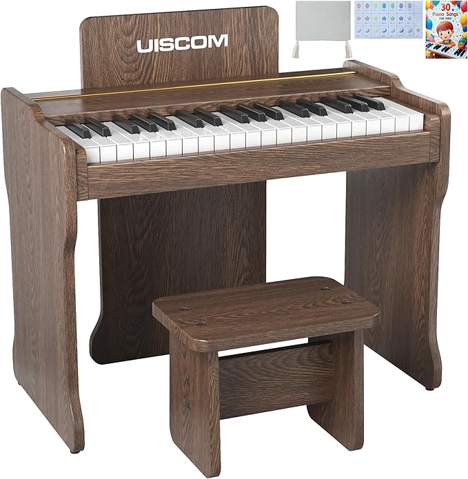 Kids Piano Keyboard, 37 Keys Digital Piano, Toddler Piano for Kids, Mini Baby Piano Toy, Kids Musical Instruments Sets, Wood Piano Keyboard for Kids Ages 3+,Walnut