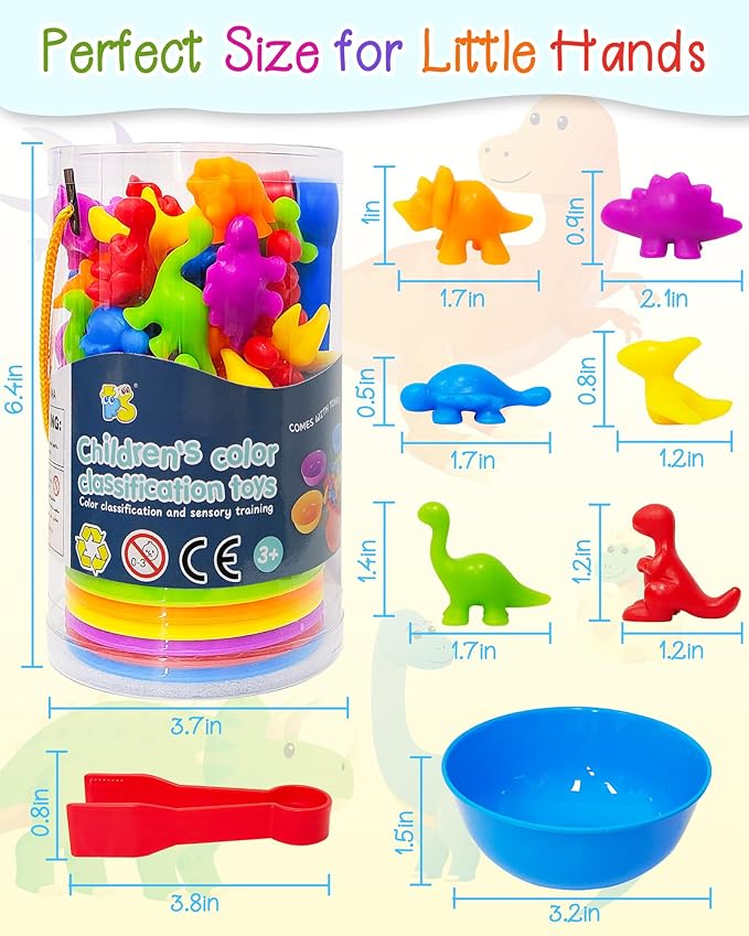 Yetonamr Counting Dinosaurs Montessori Toys for 3 4 5 Years Old Boys Girls, Toddler Preschool Learning Activities Toys for Kids Ages 2-4, 3-5, 4-8, Birthday Gifts Sensory Toys
